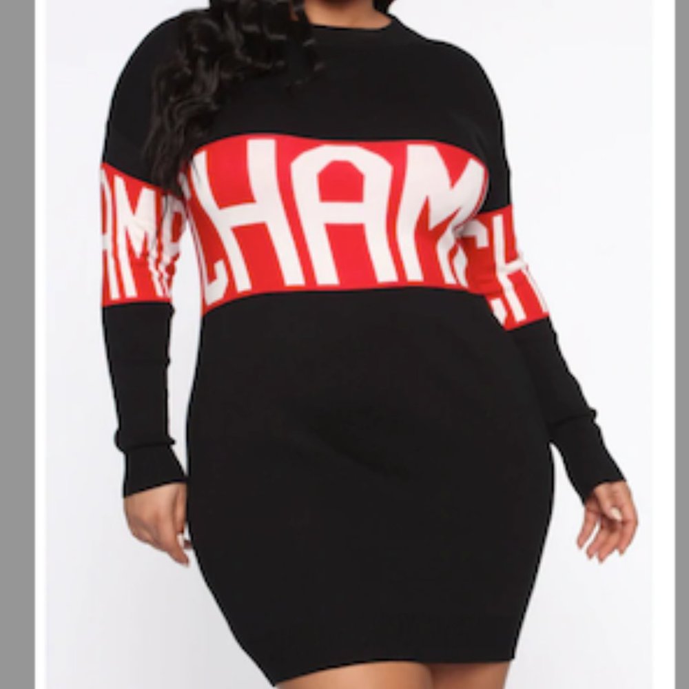Fashion Nova "Could've Been"  Tunic Sweater Dress - Black/Red 1XL